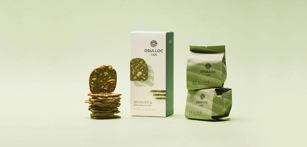 2 x OSULLOC Matcha Biscotti Chip 100g - Premium Green Tea Biscotti Snack from Korea