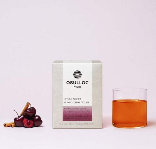OSULLOC Rooibos Cherry Velvet, 10 Piramid Tea Bags from Korea