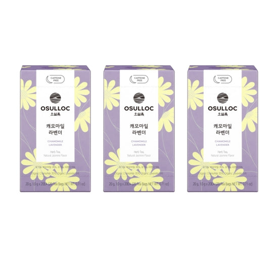 3 x [Caffeine Free] OSULLOC Chamomile Lavender, 20 Tea Bags from Korea