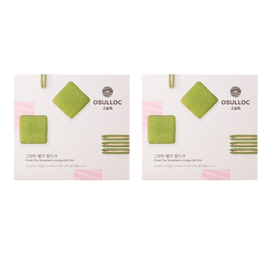 2 x OSULLOC Green Tea Strawberry Langue De Chat 90g (9g x 10ea) from Korea