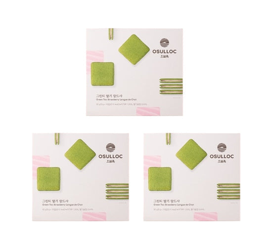 3 x OSULLOC Green Tea Strawberry Langue De Chat 90g (9g x 10ea) from Korea