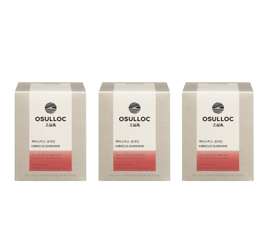 3 x OSULLO Hibiscus Sunshine, 10 Piramid Tea Bags from Korea