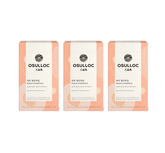 3 X OSULLOC Peach Chamomile, 20 tea bags, from Korea by OSULLOC