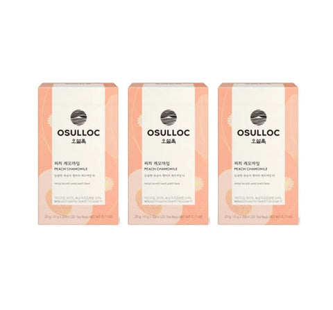 3 X OSULLOC Peach Chamomile, 20 tea bags, from Korea by OSULLOC