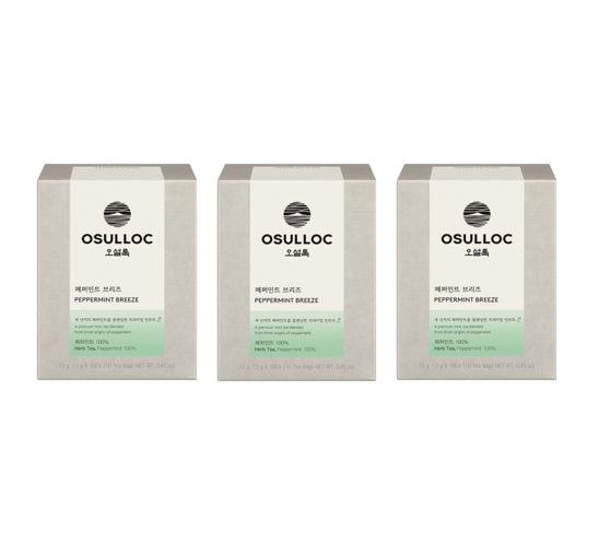 3 x OSULLOC Peppermint Breze, 10 Piramid Tea Bags from Korea