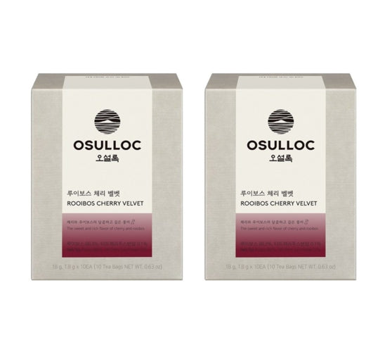 2 x OSULLOC Rooibos Cherry Velvet, 10 Piramid Tea Bags from Korea