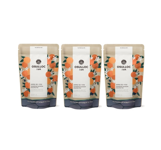 3 X OSULLOC Tangerine Blossom Oolong Tea, 1 Pouch 20 tea bags, from Korea by OSULLOC