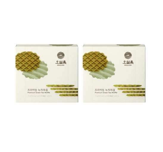 2 x OSULLOC Green Tea Waffles, 1 box X 8 pieces, from Korea by OSULLOC