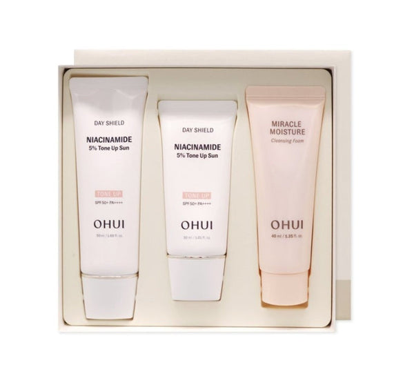 O HUI Day Shield Niacinamide 5% Tone-Up Sun May 2026 Set (3 Items) from Korea