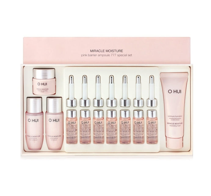 O HUI Miracle Moisture Pink Barrier Ampoule 777 April 2025 Set (11 Items) from Korea