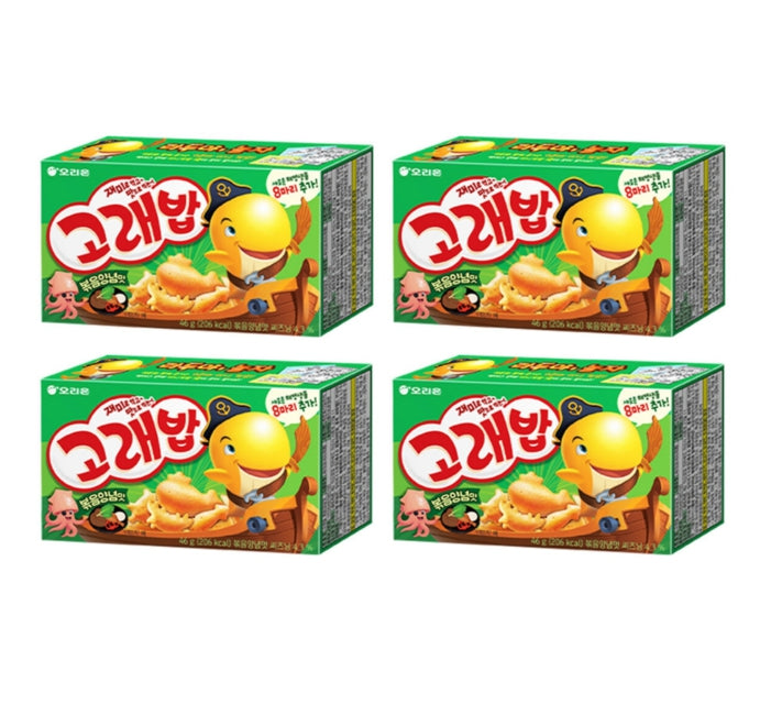 4 x Orion Goraebap Stir-Fried Seasoning Snack 46g – Korean Whale Crackers by Orion