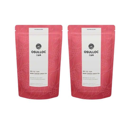 2 x Osulloc Berry Garden Green Tea, 20 Pyramid Tea Bags from Korea