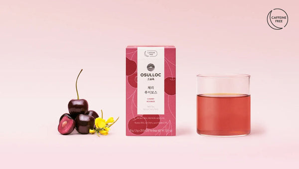 3 x [CAFFEINE FREE] Osulloc Cherry Rooibos Tea (20 Tea Bags), Caffeine‑Free, Herb Tea, Natural Cherry Flavor from Korea