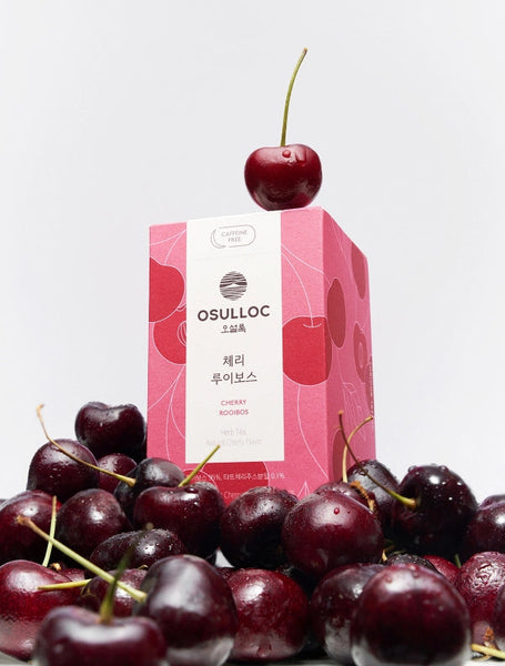 3 x [CAFFEINE FREE] Osulloc Cherry Rooibos Tea (20 Tea Bags), Caffeine‑Free, Herb Tea, Natural Cherry Flavor from Korea