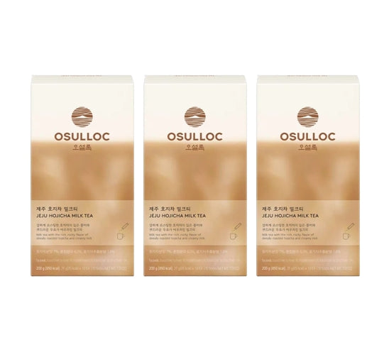 3 x Osulloc Jeju Hojicha Milk Tea 10 Sticks, Roasted Green Tea Latte from Korea