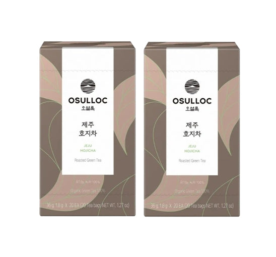 2 x Osulloc Jeju Hojicha 20 Tea Bags, Korean Roasted Green Tea from Korea