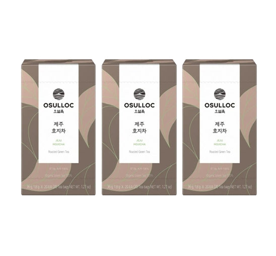 3 x Osulloc Jeju Hojicha 20 Tea Bags, Korean Roasted Green Tea from Korea