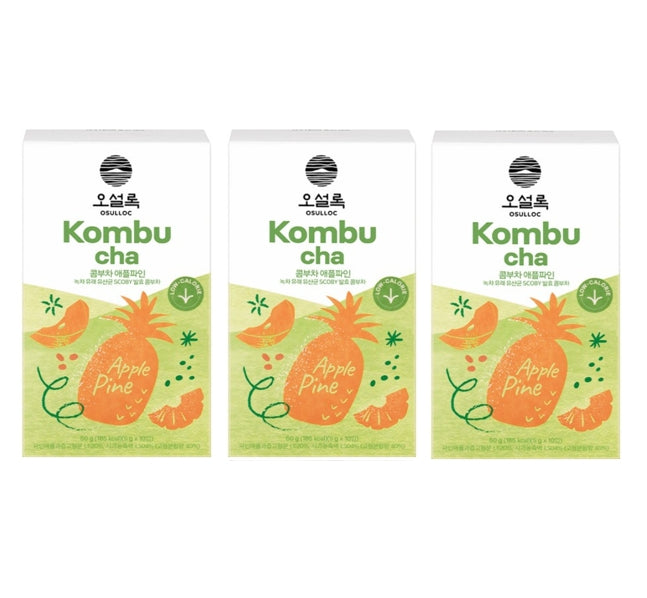 3 X Osulloc Kombucha Applepine, 1 Box 10 Sticks, from Korea by OSULLOC