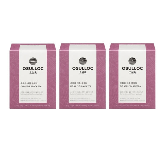 3 x Osulloc Fig Apple Black Tea 10 Pyramid Tea Bags, Fig, Apple & Cacao Blend from Korea