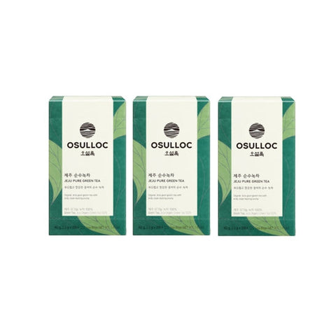 3 X OSULLOC Jeju Pure Green Tea, 1 Box 20 Tea bags, from Korea by OSULLOC