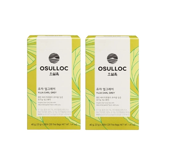2 x Osulloc Yuja Earl Grey Tea 20 Tea Bags, Citrus Bergamot Blend from Korea
