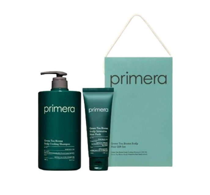 Primera Green Tea Biome Scalp Cooling Shampoo Set (2 Item) from Korea