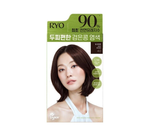 Ryo Vegan Black Bean Hair Dye Cream 120g, 4.0 Deep Brown from Korea by Ryo