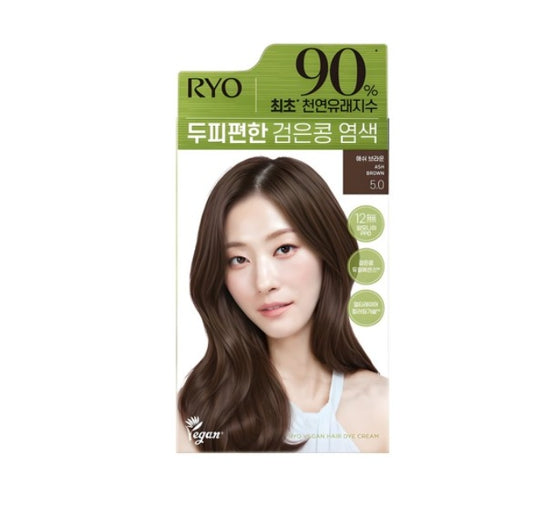 Ryo Vegan Black Bean Hair Dye Cream 120g, 5.0 Ash Brown from Korea by Ryo