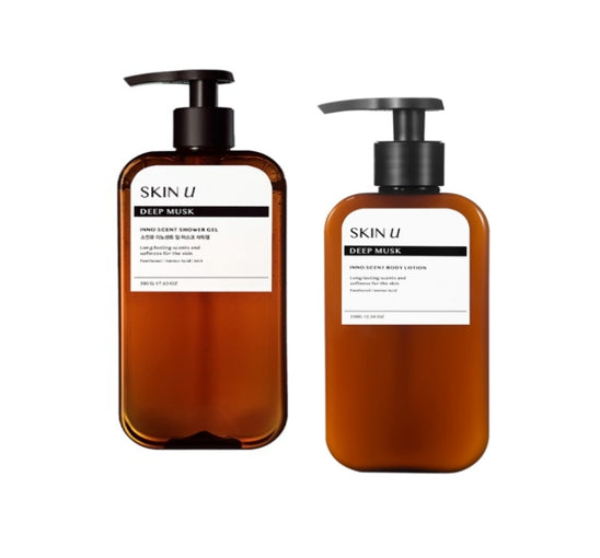 HAPPY BATH Skin U Deep Musk Gift Set (Skin U Innoscent Deep Musk Showel Gel 500ml + Lotion 350g) from Korea