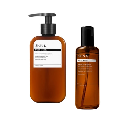 HAPPY BATH Skin U Innoscent Deep Musk Lotion 350g + Deep Musk Body Oil 130ml from Korea