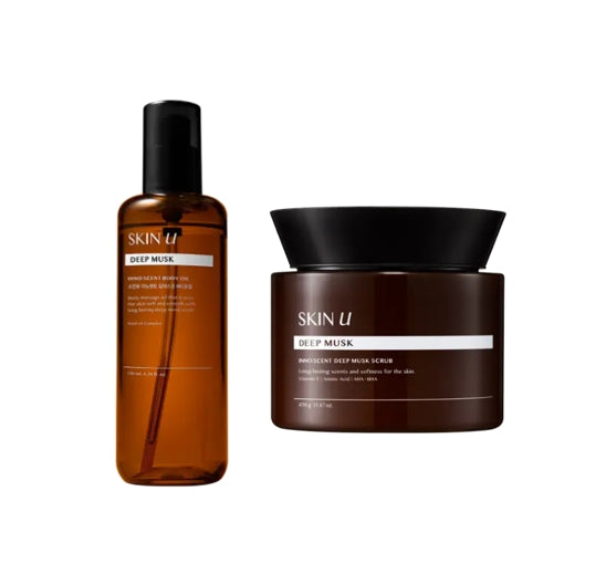 2 x HAPPY BATH Skin U Innoscent Deep Musk Body Oil 130ml + Scrub 450g from Korea