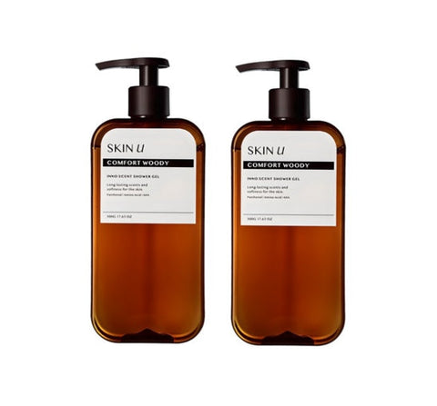 2 x HAPPY BATH Skin U Innoscent Comfort Woody Shower Gel 500g from Korea
