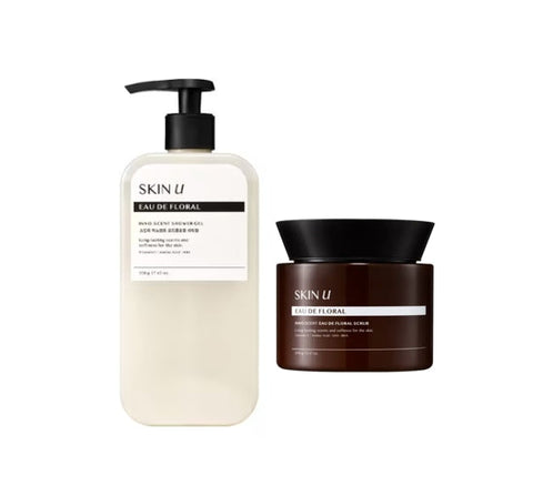 HAPPY BATH Skin U Innoscent Eau De Floral Shower Gel 500g + Scrub 450g from Korea