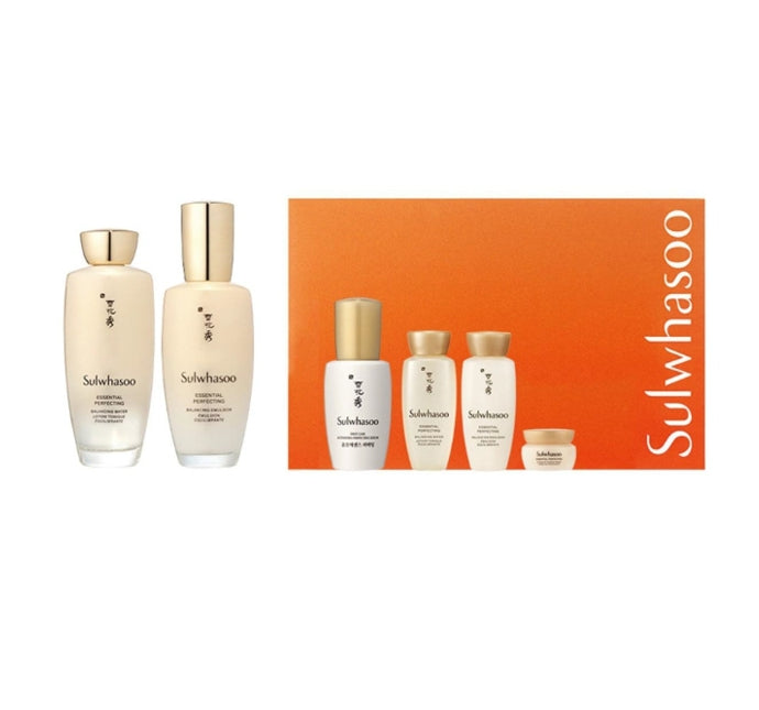 Sulwhasoo Essential Perfecting Set with Korean herbal ingredients for hydration, firming, and skin texture improvement