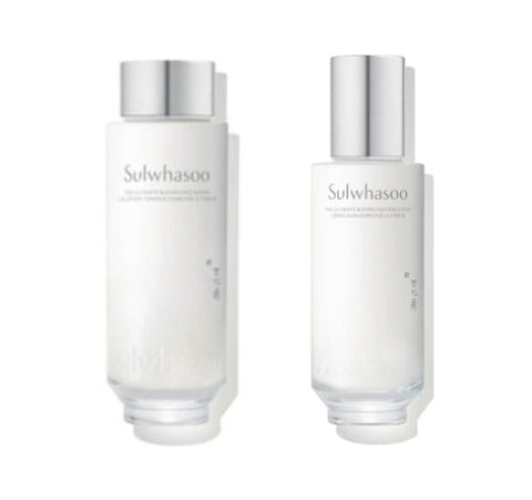 Sulwhasoo The Ultimate S Enriched Water and Emulsion Set in elegant packaging, offering deep hydration and anti-aging care.