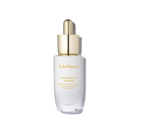 Sulwhasoo Concentrated Ginseng Brightening Spot Ampoule for fading dark spots, brightening skin tone, and radiance boost