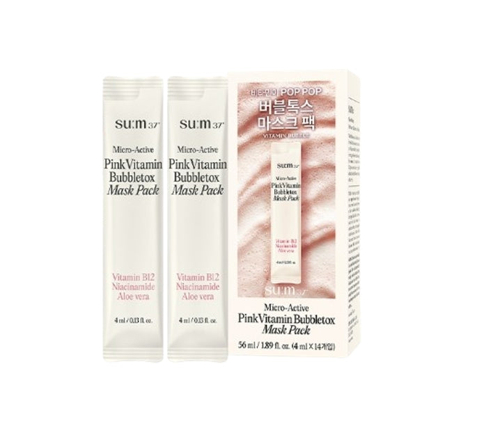 Su:m37 Micro-Active Pink Vitamin Bubbletox Mask Pack 56ml(=4ml x 14ea) from Korea