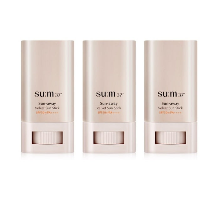 Su:m37 Sun-away Velvet Sun Stick Sep. 2024 Set (3 Items) + Sample(1 Items) from Korea