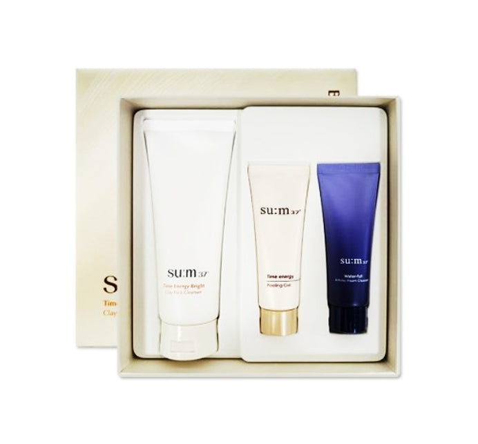 Su:m37 Time Energy Bright Clay Pack Cleanser July 2025 Set (3 Items) from Korea