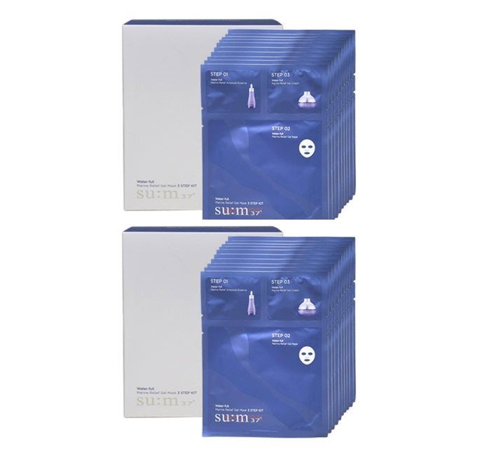 2 x Su:m37 Water-full Marine Relief Gel Mask 3 STEP KIT (10 Masks) from Korea