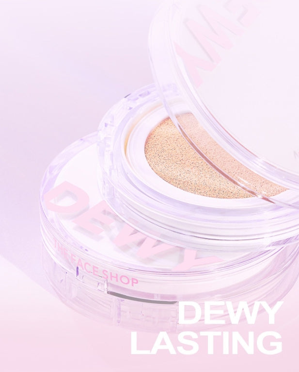 2 x THE FACE SHOP Dewy Lasting Cushion 12g SPF50+ PA+++ #V201 Apricot Beige from Korea