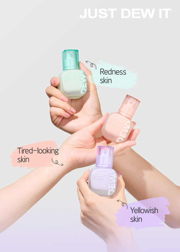 2 x THE FACE SHOP Dewy Lasting Skin Base 35ml, 02 Purple SPF35 PA++ ‑ Correcting Primer from Korea