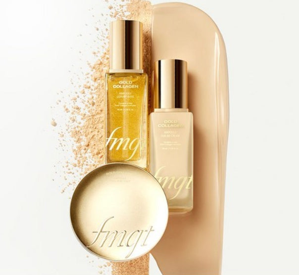 2 x THE FACE SHOP FMGT Gold Collagen Ampoule Two-Way Pact 9.5g #201 Apricot Beige from Korea