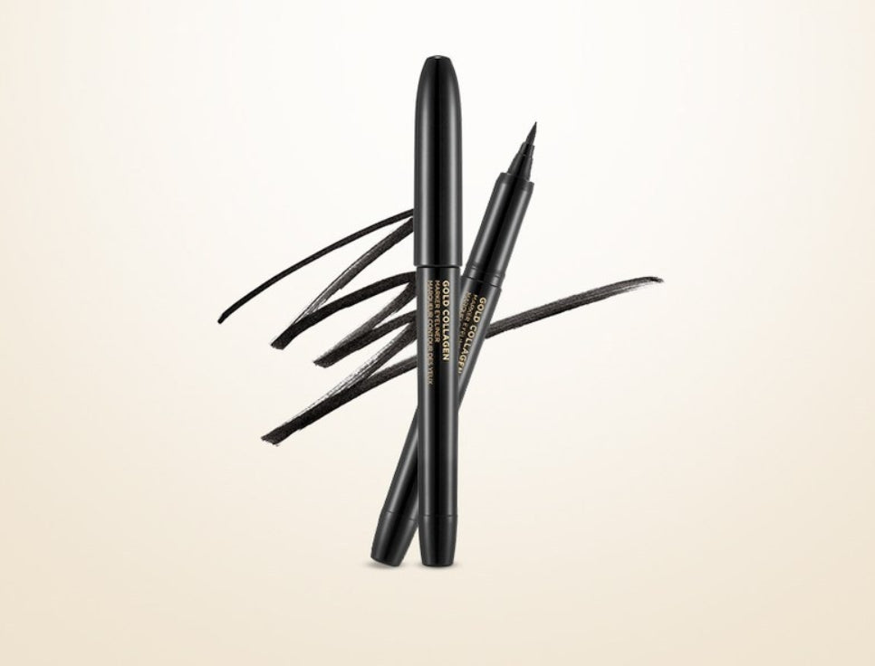 2 x THE FACE SHOP Gold Collagen Marker Eyeliner 1g #01 Black from Korea