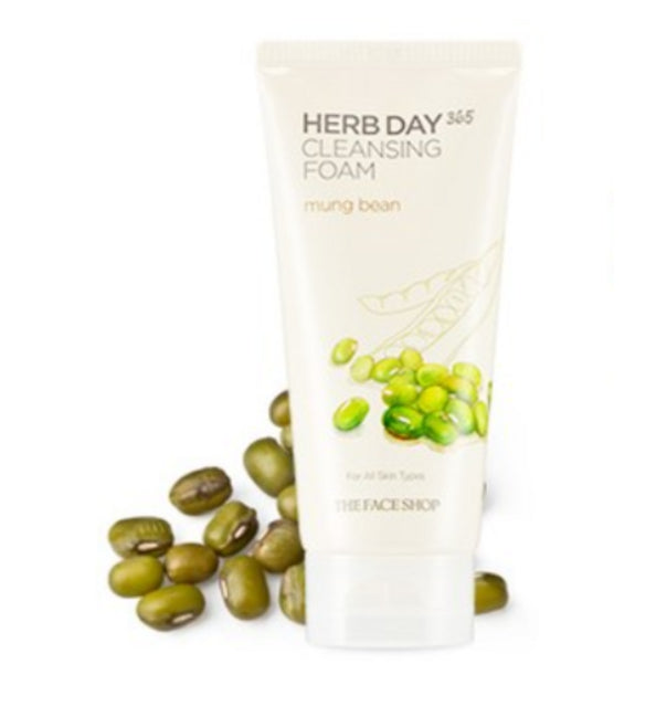 THE FACE SHOP Herb Day 365 Master Blending Cleansing Foam – Mung Bean 170ml from Korea