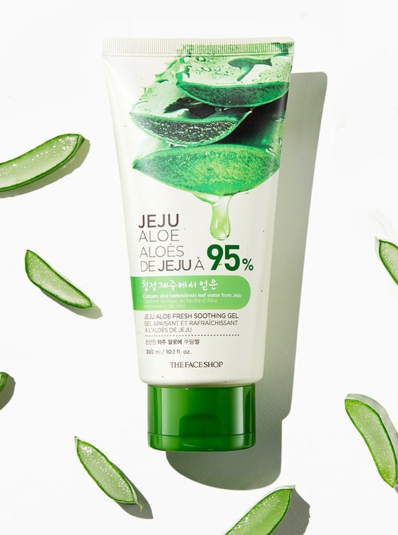 2 x THE FACE SHOP Jeju Aloe Fresh Soothing Gel 300ml (Tube Type) from Korea