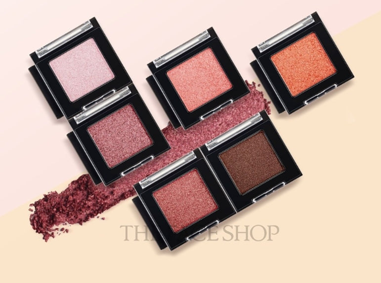 THE FACE SHOP Mono Cube Eyeshadow Glitter, BE03 Hyper Peach + OR01 Pina Colada Orange + BR01 Brown Veil from Korea