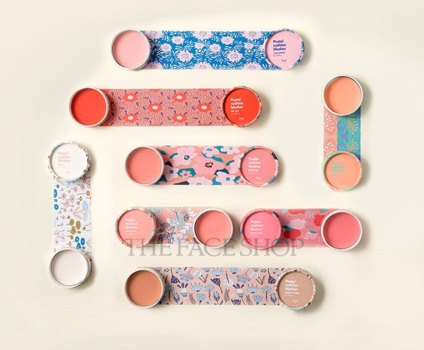 2 x THE FACE SHOP Pastel Cushion Blusher Coral Pink 6g from Korea