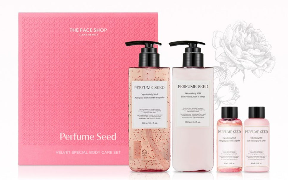 THE FACE SHOP Perfume Seed Velvet Special Body Care Gift Set (4 Items) from Korea