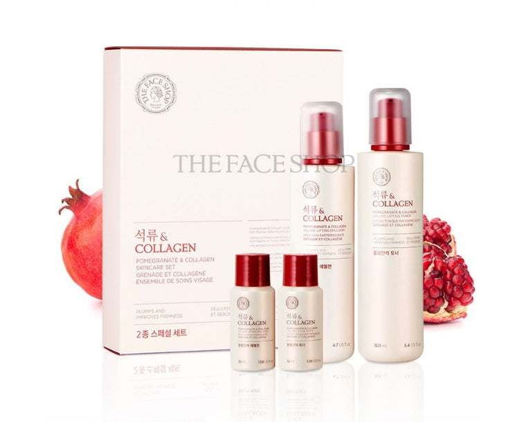 THE FACE SHOP Pomegranate & Collagen Skincare Set (4 Items) from Korea